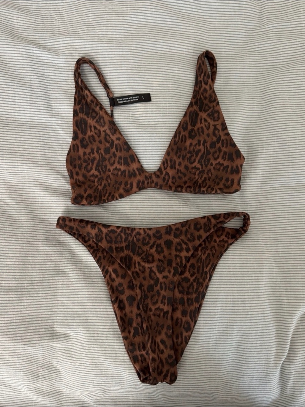 Leopard Print Brown Bikini Set - Women's Swim